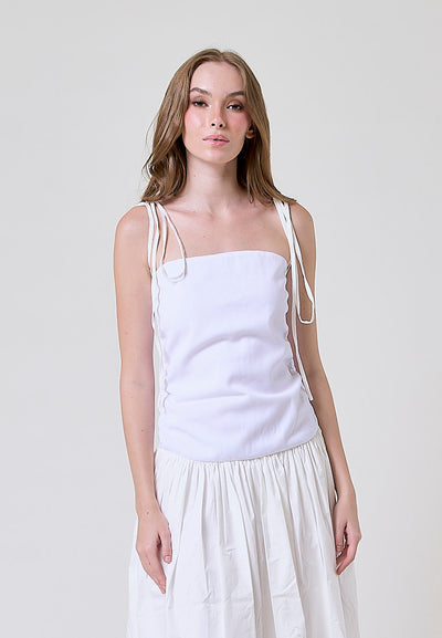 Mariella White Self Tie Midi Dress