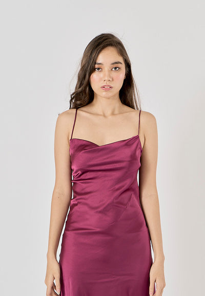 Enora Purple Back Hollow Out Back Lace Up Midi Dress