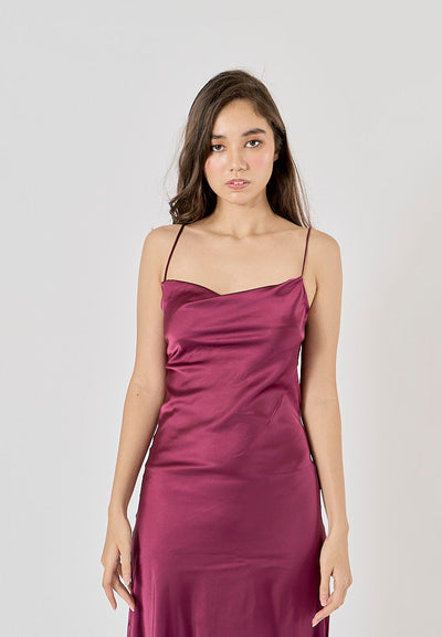 Enora Purple Back Hollow Out Back Lace Up Midi Dress