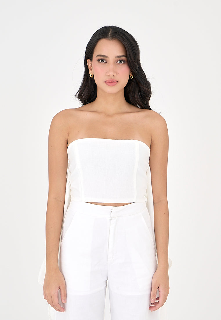 Eviana White Halter Crossover Sleeveless Sexy Top