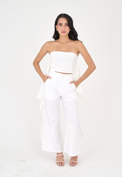 Eviana White Halter Crossover Sleeveless Sexy Top