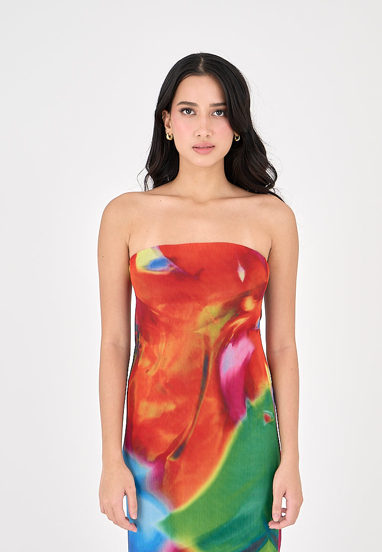 Andy Multicoloured Tube Tulle Summer Midi Dress