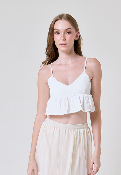 Iwa White V Neck Smock Back Sleeveless Top