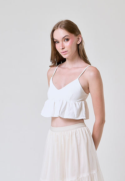 Iwa White V Neck Smock Back Sleeveless Top