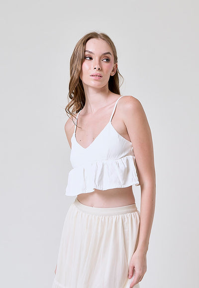 Iwa White V Neck Smock Back Sleeveless Top