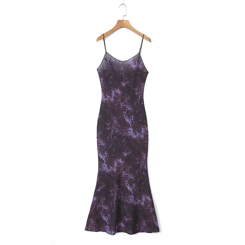 Tamia Plum Cheetah Print Bodycon Maxi Dress