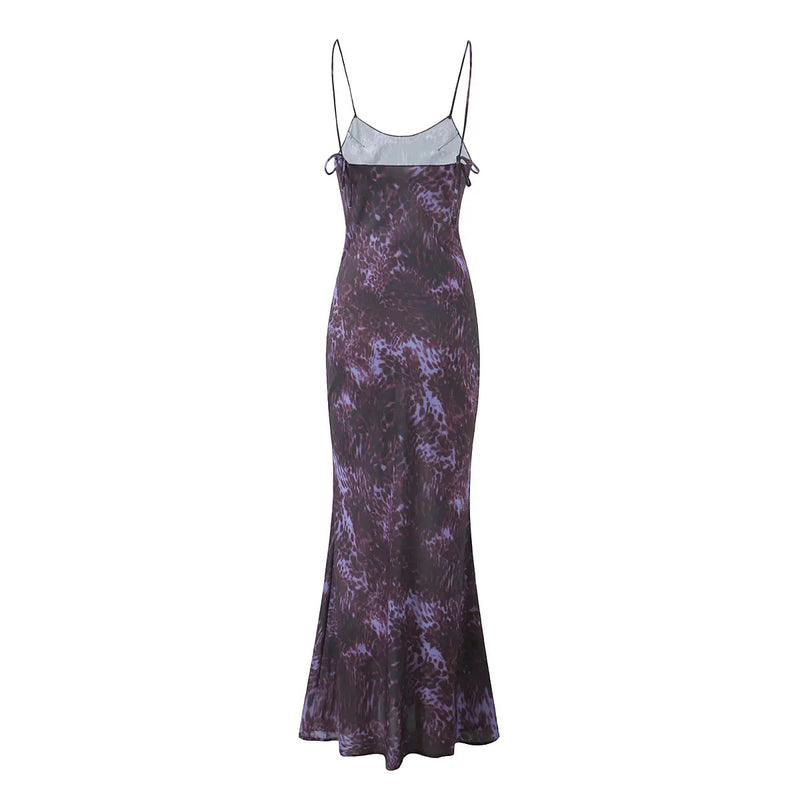 Tamia Plum Cheetah Print Bodycon Maxi Dress