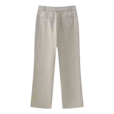 Vodka Gray Zipper Fly Side Pockets Full Length Casual Trouser