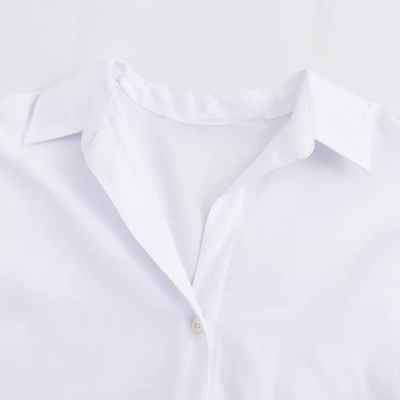 Gentle White Long Sleeve Turn Down Collar Buttons Up Top