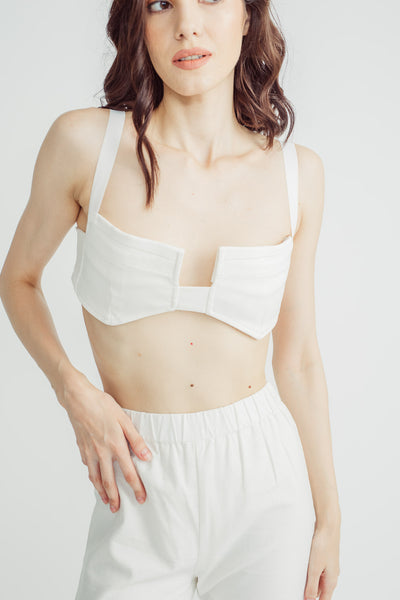 Zyra White Pocket-Style Bust Sleeveless Top