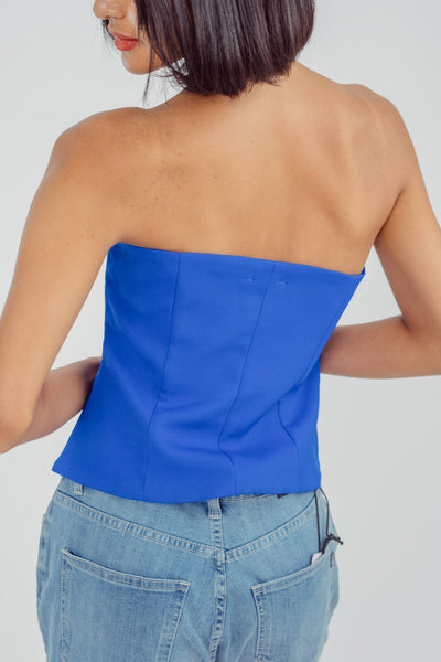 Hubert Blue Lined Tube Crop Top