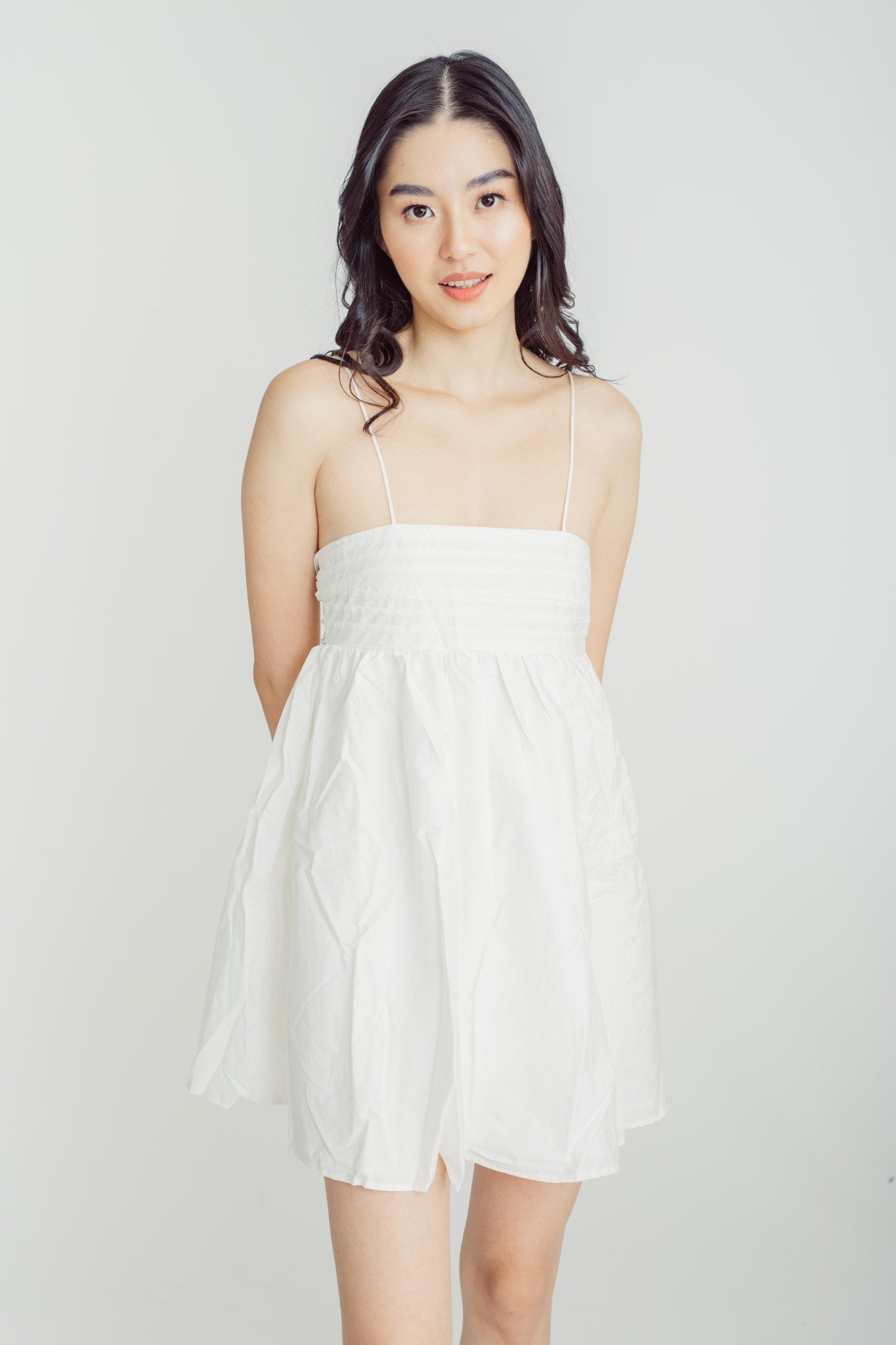 Ensley White Pleated Top Sleeveless Long Bow Back Mini Dress – Love, Ara