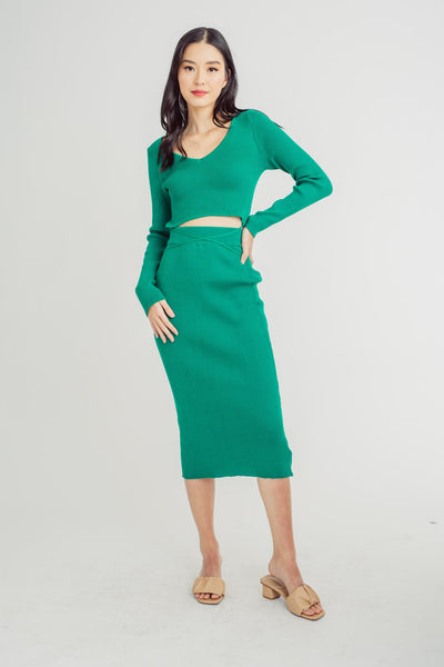 Ernie Green Knitted Elasric Waistline A-Line Midi Skirt