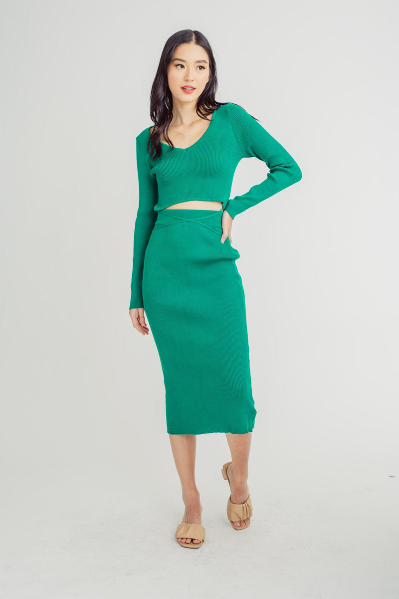 Ernie Green Knitted Elasric Waistline A-Line Midi Skirt