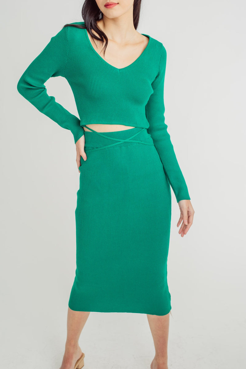 Ernie Green Knitted Elasric Waistline A-Line Midi Skirt