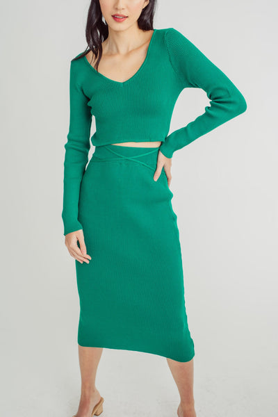 Ernie Green Knitted Elasric Waistline A-Line Midi Skirt