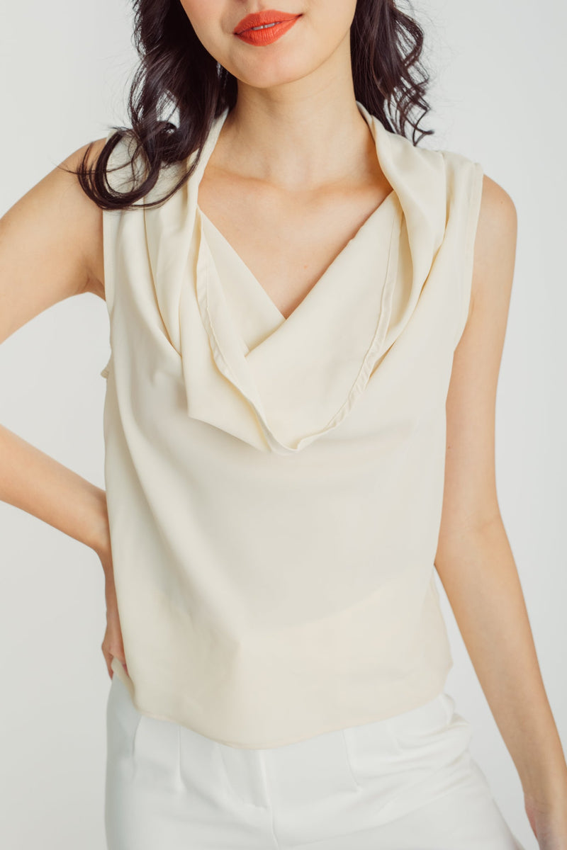 Dua Beige Cowl Neck Sleeveless Tank Top