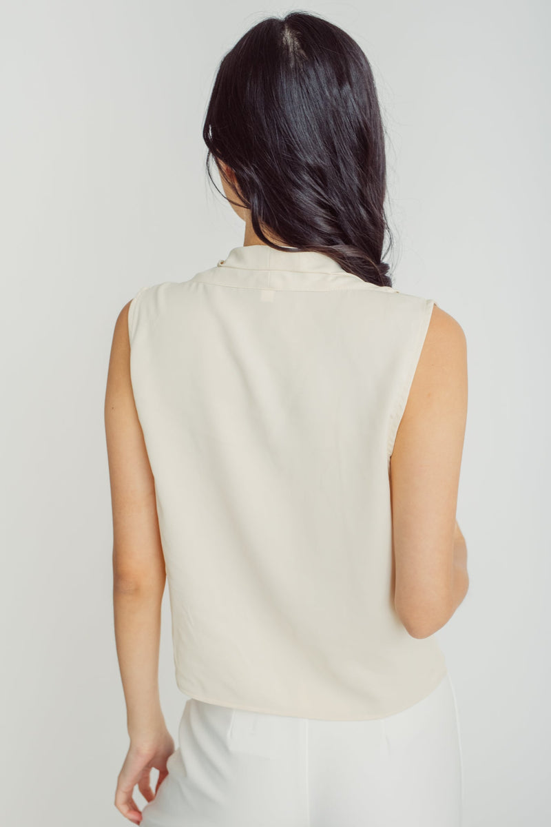 Dua Beige Cowl Neck Sleeveless Tank Top