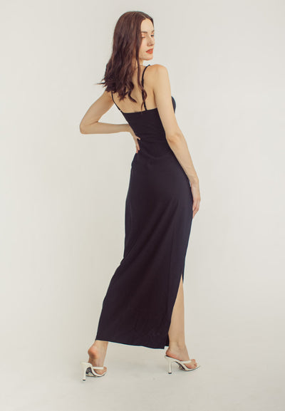 Ari Black Sleeveless High Slit Maxi Dress