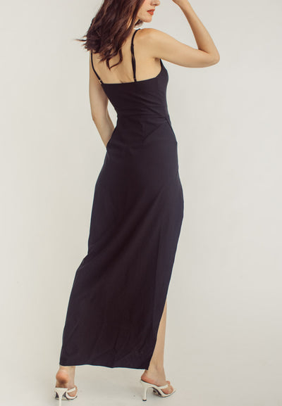 Ari Black Sleeveless High Slit Maxi Dress