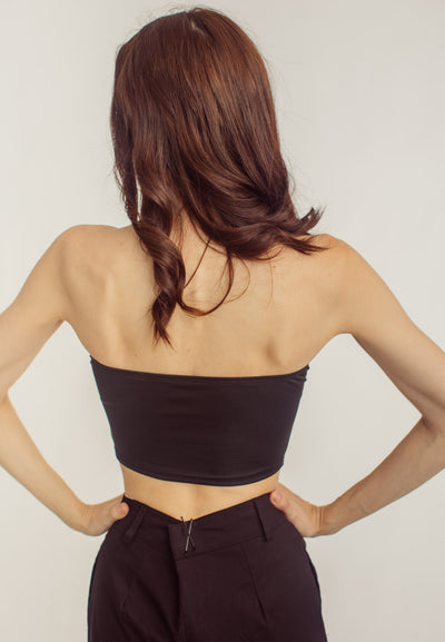 Kya Black Strapless Tube Crop Top