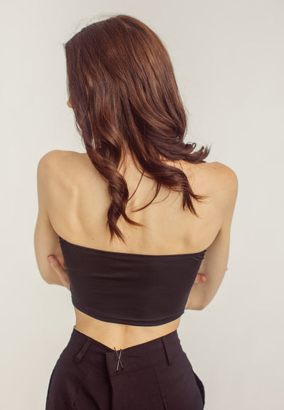 Kya Black Strapless Tube Crop Top