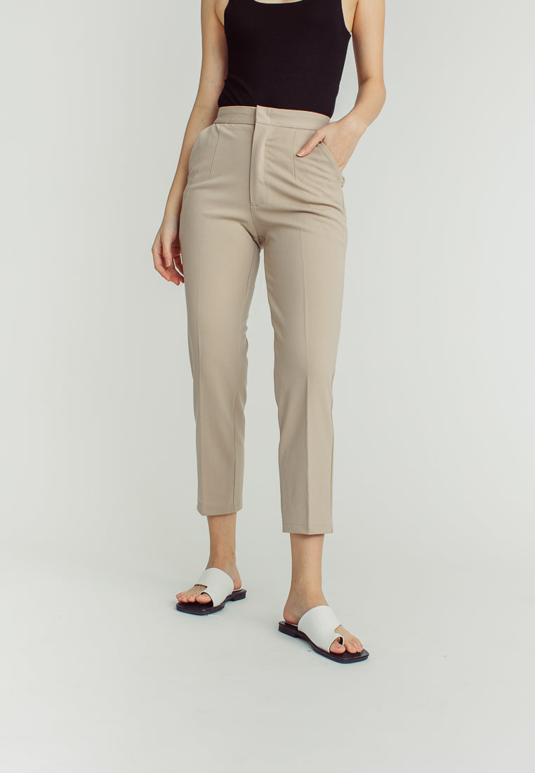 Sachi Beige Pencil Cut with Side Pocket Pants