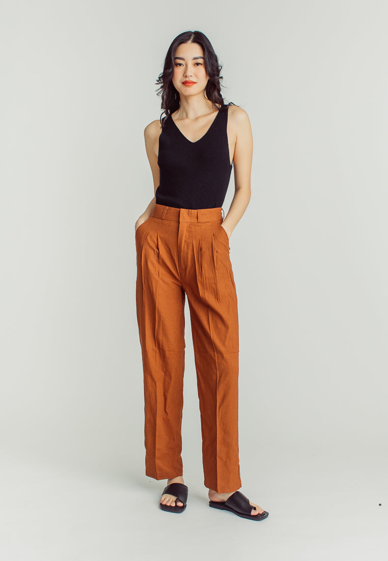 Yvette Brown Straight Cut Trouser Pants