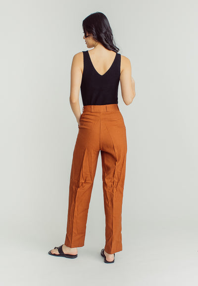 Yvette Brown Straight Cut Trouser Pants