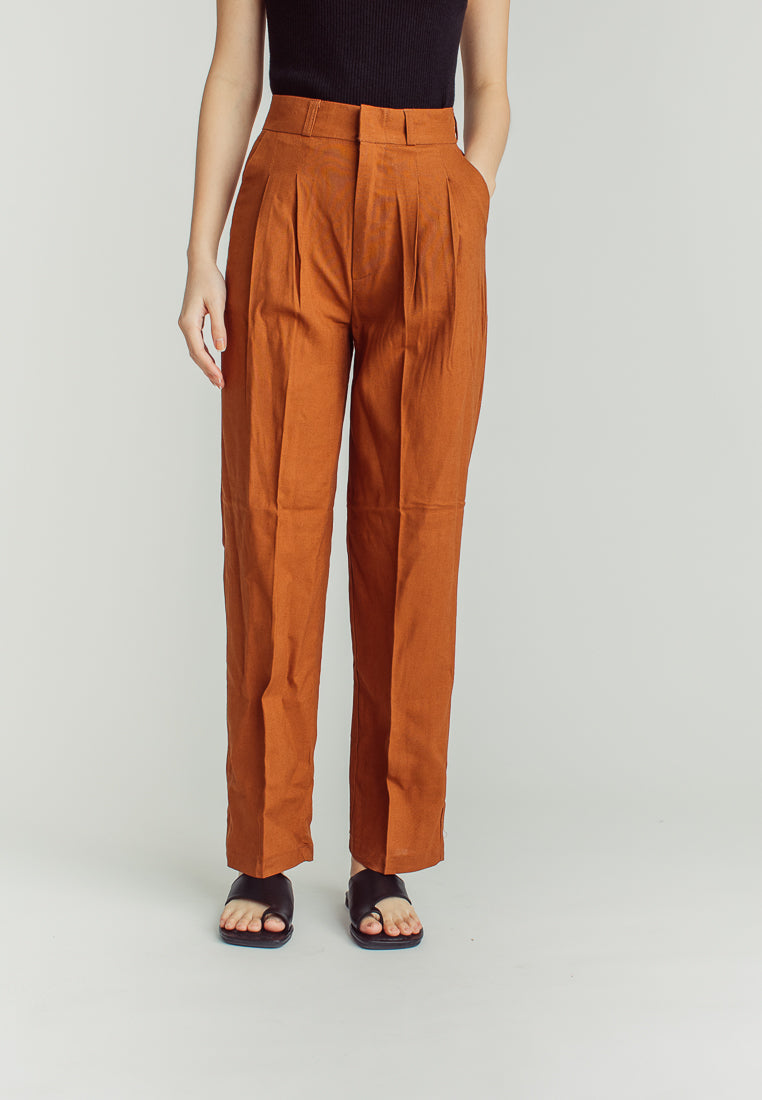 Yvette Brown Straight Cut Trouser Pants