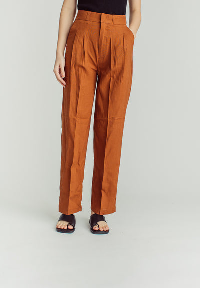 Yvette Brown Straight Cut Trouser Pants