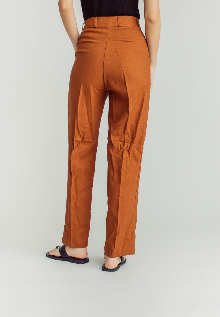 Yvette Brown Straight Cut Trouser Pants