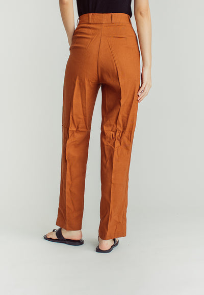 Yvette Brown Straight Cut Trouser Pants